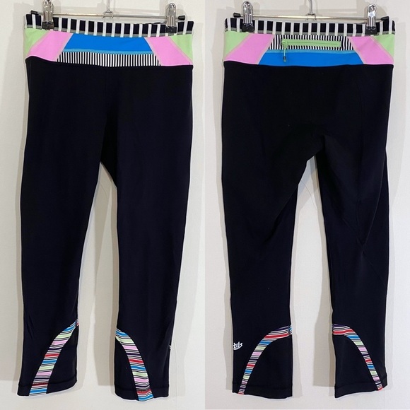 Lululemon Seawheeze Run Inspire Crops Half Marathon 2013 Pastel Rainbow Stripe 4 - Picture 1 of 8